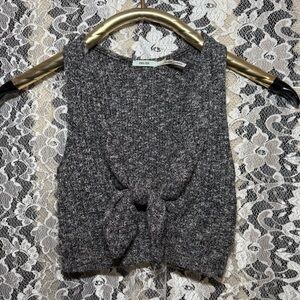 Urban outfitters Kimchi black Gray Knit Crop Top keyhole bow knot like new small